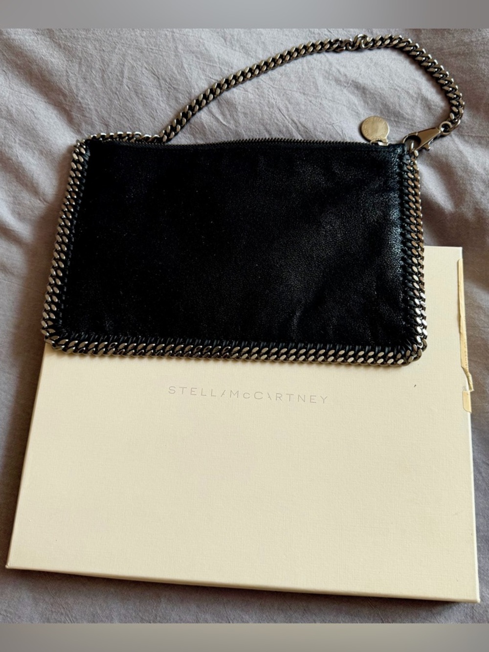 Stella McCartney Black Chain-Edge Wristlet Clutch
